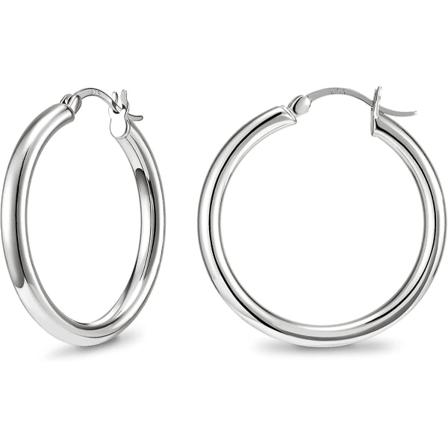 925 Sterling Silver Hoop Örhängen-chunky Huggie Örhängen för kvinnor, Diameter 25 30 40 50 mm (30mm) Silver