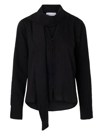 Selected Slflucia Ls Tie Shirt B - Black - 38
