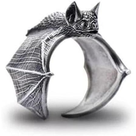 Justerbare Vintage Bat Ringe, Halloween Sort Bat Ring Mand, Gothic Halloween Smykker Ring, Personlig Vintage Dyr Åben Ring