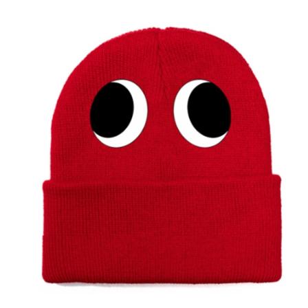 Rainbow Friends stickad mössa tryckt hatt vinter barn gåva Red