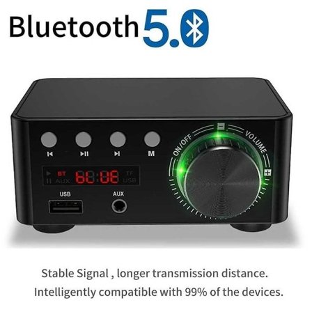 100W HiFi Forsterker Klasse A Bluetooth 5.0 Liten Digital Effektforsterker Støtter U Disk SD-kort RCA Lydinngang