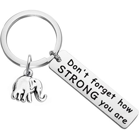 Elefant Nyckelring Glöm Inte Hur Stark Du Är Inspirerande Gåva Elefantälskare Charms för Smycken