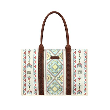 Wrangler Tote Bag Västerländska Väskor för Kvinnor Axelväska Boho Aztec Handväskor NY, 100% Ny Beige blå L