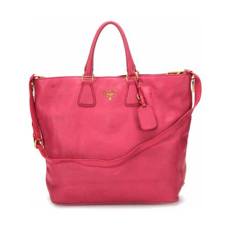 Prada Vintage Pre-owned Vitello Daino Shoulder Väska rosa, Dam Vintage Väskor, Dam, Storlek: ONE SIZE