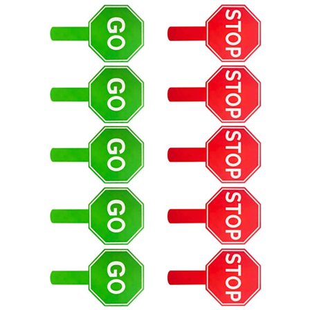 Vendbar Stop og Kør Retningsskilt Pakke med 10 Håndholdt Krydsningsvagt Stopskilt til Byggetrafiksikkerhed