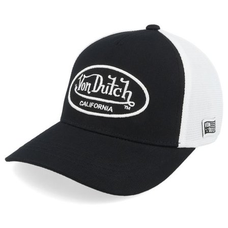 Von Dutch - Svart trucker Keps - Oval Patch White/Black Trucker @ Hatstore