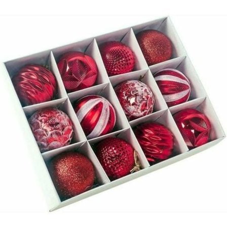 12 LYCXAMES røde julekuler