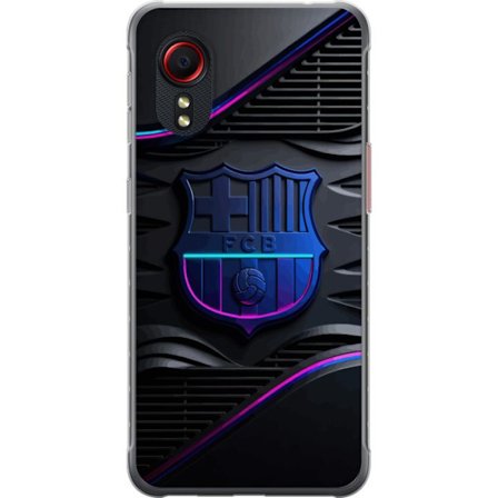 Kompatibel Mobilcover til Samsung Galaxy Xcover 5 FC Barcelonas klubemblem i neonblåt og rosa med futuristisk metallisk design