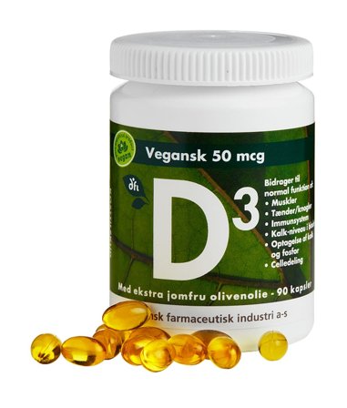3 for 2 - Grønne vitaminer D3-vitamin 50 mcg 90 kaps, Helse & Madvarer, Vitaminer, D-vitamin