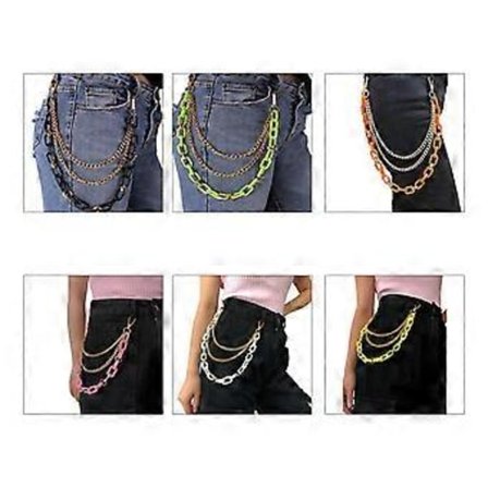 Unisex Punk Stil Kjettinger for Bukser Kraftige Kjettinger Hip Hop Bukser Jeans Kjetting med Hummere Låser for Lommebok Nøkler Grønn