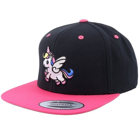 Unicorns - Unicorn Patch Black/Neon Pink Snapback Snapback Black Cap - @ Hatstore