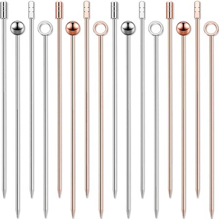 Cocktail Picks i Rustfrit Stål - Frugt Tandspidser Appetitvækker Metal Tandspidser til Sandwiches, Grill Snacks, Cocktail (16 stk, Multifarvet)