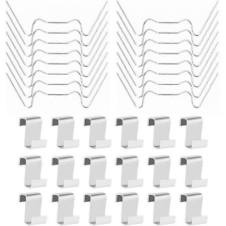 Förpackning med 150 växthusglasningsklämmor, med 75 W-formade trådklämmor för växthusglasning och 75 Z-formade överlappningsklämmor för 
