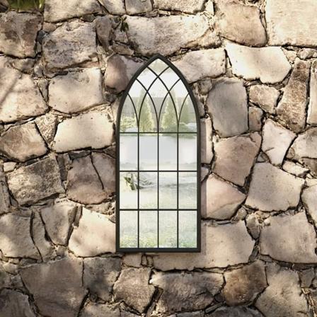 vidaXL Trädgårdsspegel svart 70x30 cm järn för utomhusbruk Svart