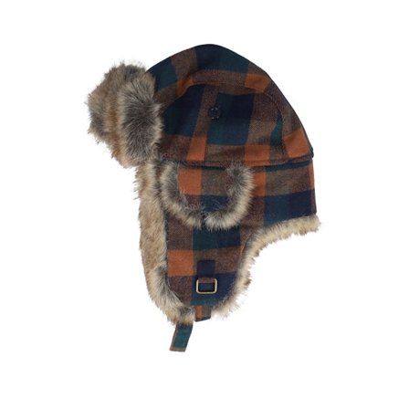 MJM Hats - Braun Trapper Mütze - Rex Faux Fur Rust Check Trapper @ Hatstore