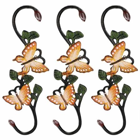 3 kappaleen sarja raskaita valurautaisia S-koukkuja perhosella - 11 tuumaa