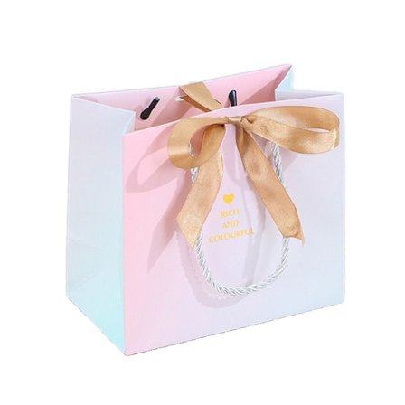 Gradient Color Presentpåse Handhållen papperspåse GULD L L