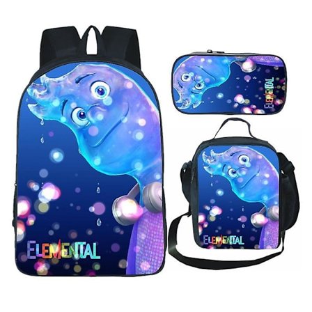Harajuku Uutuus Cool Elemental 3kpl/setti Reppu 3D-tulostus Koulu Opiskelija Kirjalaukku Anime Kannettava tietokone P iv reppu Lounaslaukku Kotelo GS 