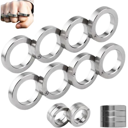 Fidget Ring Set, 4-Finger Trigger Rings, Vikbara Stress Relief Leksaker för Vuxna, Ångestlindrande Tillbehör (2)