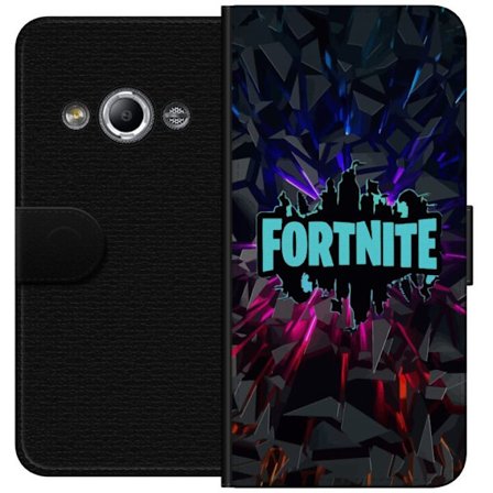 Kompatibel Tegnebogsetui til Samsung Galaxy Xcover 3 Actionspil-inspireret logo med sprukne former, stærke neonlys og dramatisk mørk baggrund