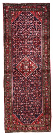 Hamadan Matta 108X298 Hallmatta Mörkröd/Svart Ull, Persien