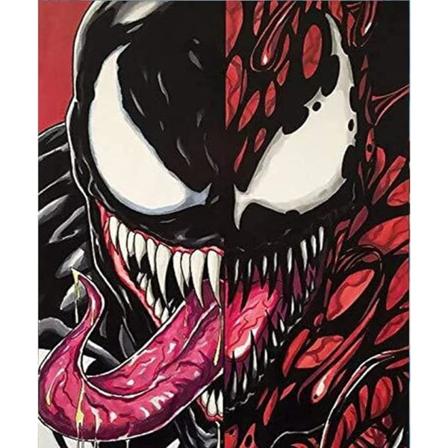 5D Diamantmålning Nummer Kit Konst Målning Kit Hantverk Korsstygn Pusselspel för Väggdekoration 12X16 Tum Venom 1 Cartoon Diamantmålning