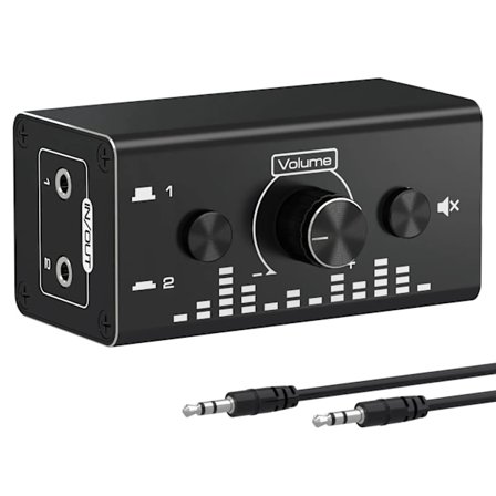 Ljud Switch med 3,5 mm Jack Ljud Switch 2 Inputs 1 Output Analog Stereo Aux Switch Audio Selector