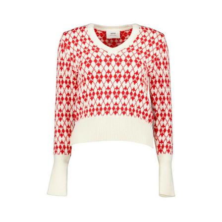 Ami Paris, V-neck Knitwear Rood, Dames, Maat:L