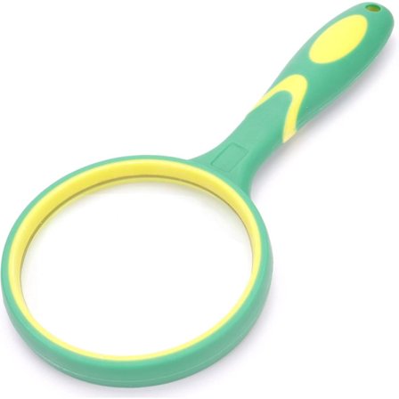 Forstørrelsesglas til børn, forstørrelsesglas til seniorer til læsning, 10x forstørrelsesglas til nærarbejde, hobby og videnskab, 75mm, grøn gul