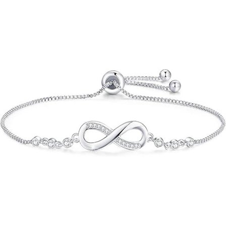 Infinity Armbånd til Kvinder Rosaguld Armbånd med Cubic Zirconia Kærlighedsarmbånd til Kvinder Damegaver Fødselsdagsgaver til Hende Sølv