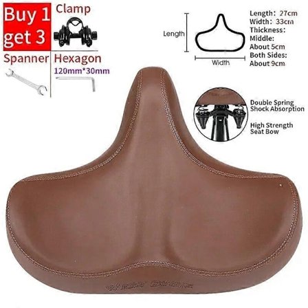 Pitkän matkan pyöräsatula, leveä, paksu, ergonominen, pehmeä pehmuste, maastopyörä, MTB-maantiepyörän satula, mukava pyöräilyistuin - Täydellinen