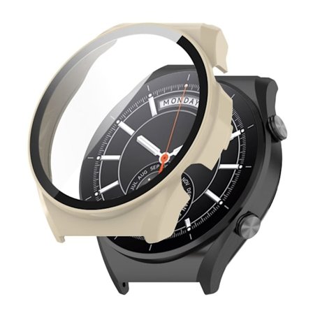 Xiaomi Watch S1 protective cover with tempered glass screen protector - Ivory White