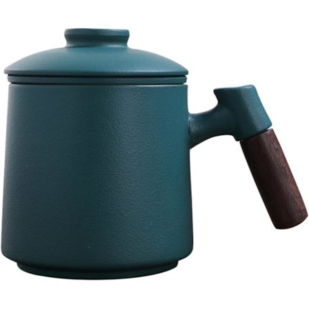 Keramisk Tekop med Infuser og Låg Tekopper Træhåndtag Potte Tekop med Filter Kaffe Kops Mælkekop til Steeping Løs Blad, 400ml