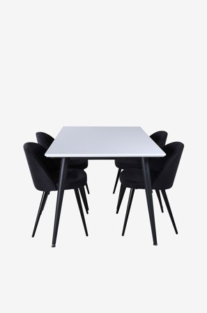 Venture Home - Ruokailuryhmä Jimmy ja ruokapöydän tuolit Velvet, 4 kpl - Valkoinen - Ruokailuryhmät - - Homeroom