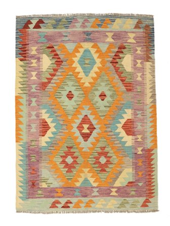 Kelim Afghan Old Stil Teppich 128X172 Braun/Orange Wolle, Afghanistan