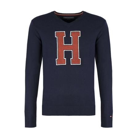 Tommy Hilfiger, sweatshirt Mw 0Mw 03167 Blauw, Heren, Maat:M,wol,gestreept