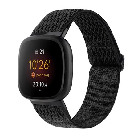 Fitbit Versa 3/Sense musta punottu nylonranneke