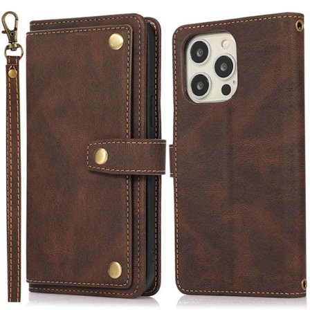 iPhone 14 Pro Plånboksfodral Flip - Coffee