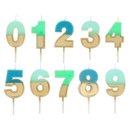 Numerokynttilä Kulta & Turkoosinsininen
