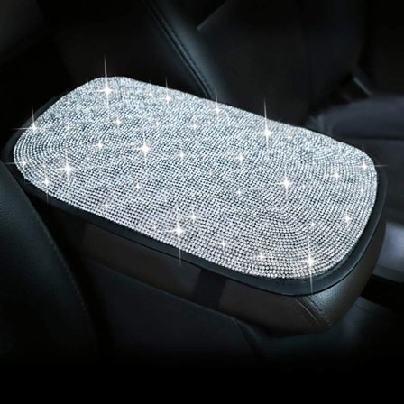 Bling Bilarmrestskydd Glans Kristall Bilcenterkonsolskydd Protector Universal Auto Arm Rest Kuddar Bilinredning Dekor Tillbehör (Silve
