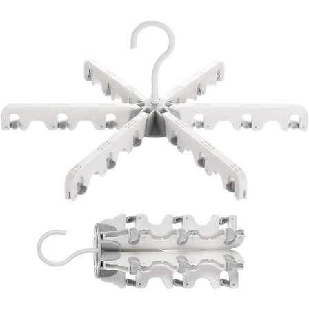 Kraftiga plasthängare, 18 fodrade plaggställ. Halkfri. Platsbesparande, 360° vridbar krok, lämplig för handdukar, kläder etc. Grå Vit