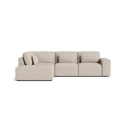 Messina hjørnesofa, venstrevendt, Mito Beige - Slidstærkt PU Skum, Nozag fjedre - 288x225x80cm - Komfortabel hjørnesofa med Eg detaljer