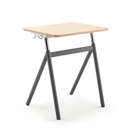 Sitz-Steh-Schultisch ASCEND, Laminat Birke, grau