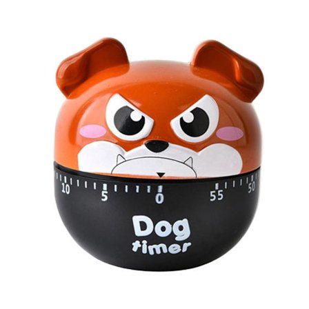 Fiauli Tegnefilms Timer uden Batteri - Tidsstyring - Optrækkelig - 60 Minutter - Hund - Mekanisk Timer til Køkken
