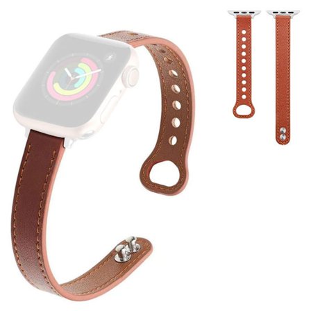 Apple Watch 42mm - 44mm läderarmband med dubbla tryckknappar - Brun