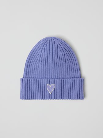 Polarn O. Pyret - Ribbed beanie with appliqué - 48 - 50 - Childrenswear - purple