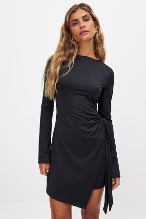 NA-KD Overlap Mini Dress - Höstklänningar - Svart - XL (EU 46)