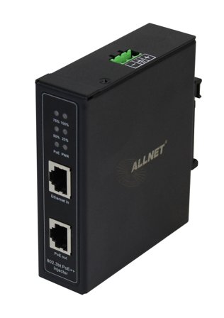 ALLNET PoE Injektor Industrial Gigabit / PoE BT (15,4W/30W/90W) / DIN / Metallgehäuse / ALL-PI2014-I-BT90