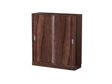 deNord Design Skjutdörrskåp 3xA4 1200 mm valnöt - Lyreco - Kontorsmöbler och inredning - Skåp och hyllor - Skåp