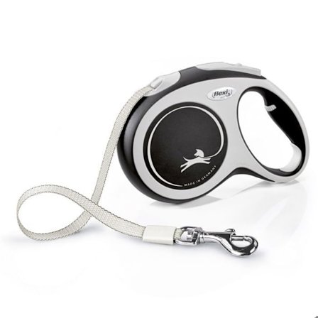 Infällbart koppel - FLEXI - New Comfort - 5 m rem - För hundar upp till 15 kg - Svart